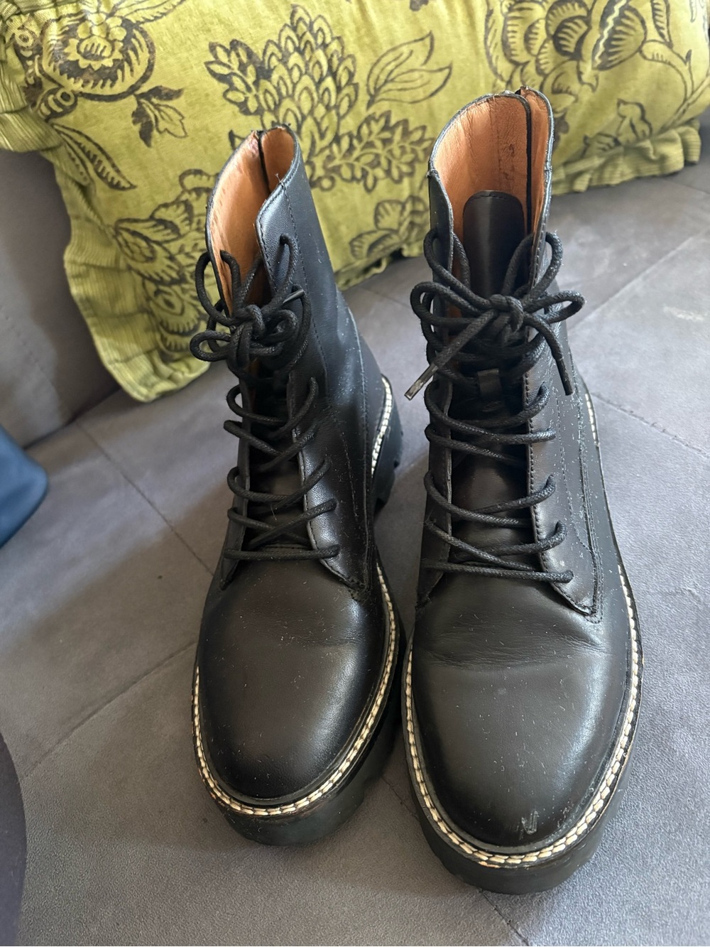 Madewell Black Leather Lace-Up Ankle Boots